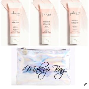3 x 1.5oz NUUVO Mega Moisture Argan Hair Smoothing Hair Mask + Makeup Bag